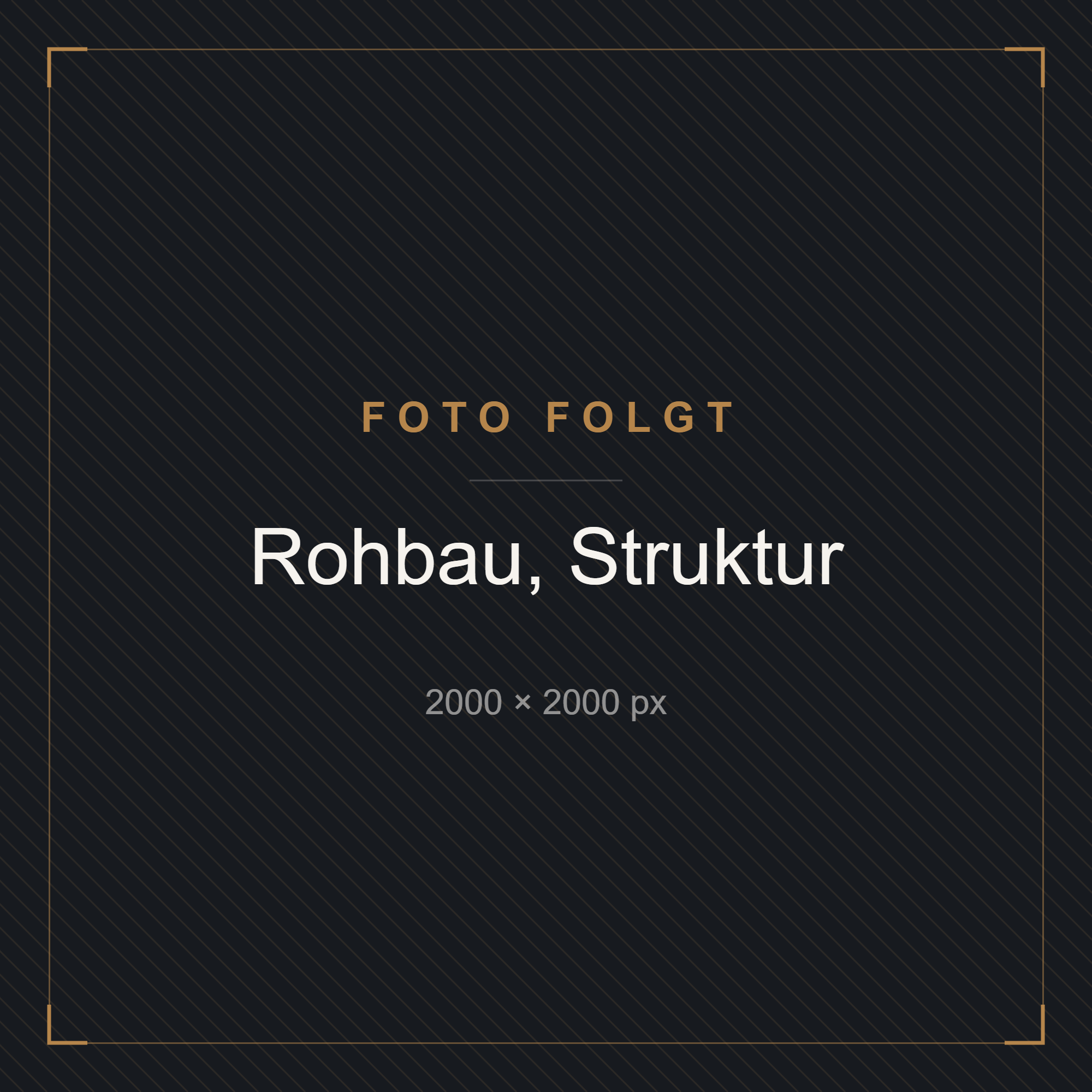 Rohbau mit sichtbarer Bewehrung, dunkle Strukturaufnahme